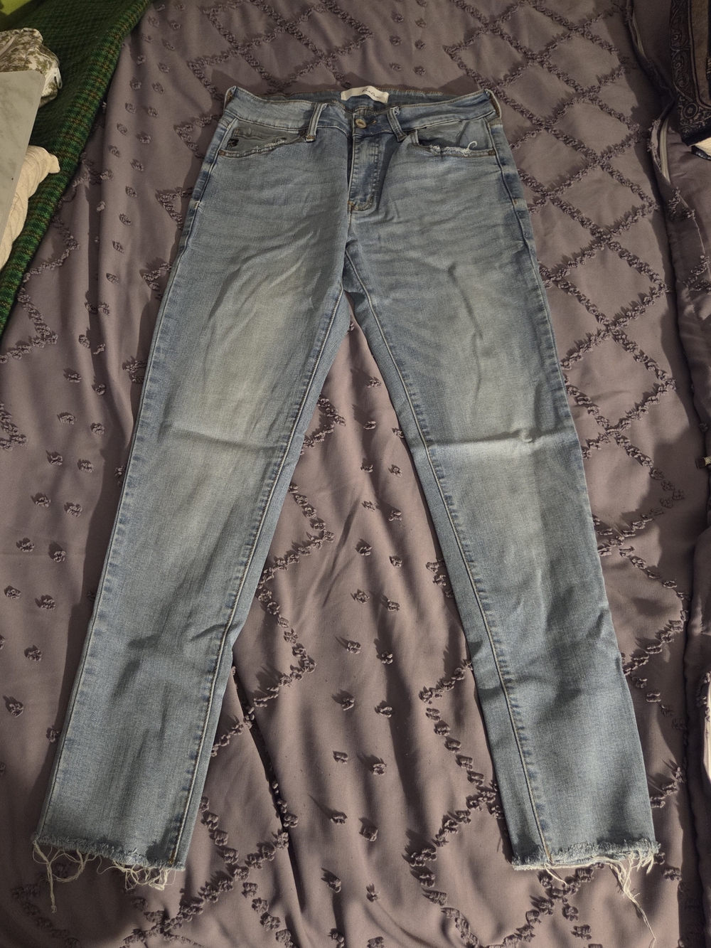 KanCan Light Blue Skinny Jeans with Frayed Hem